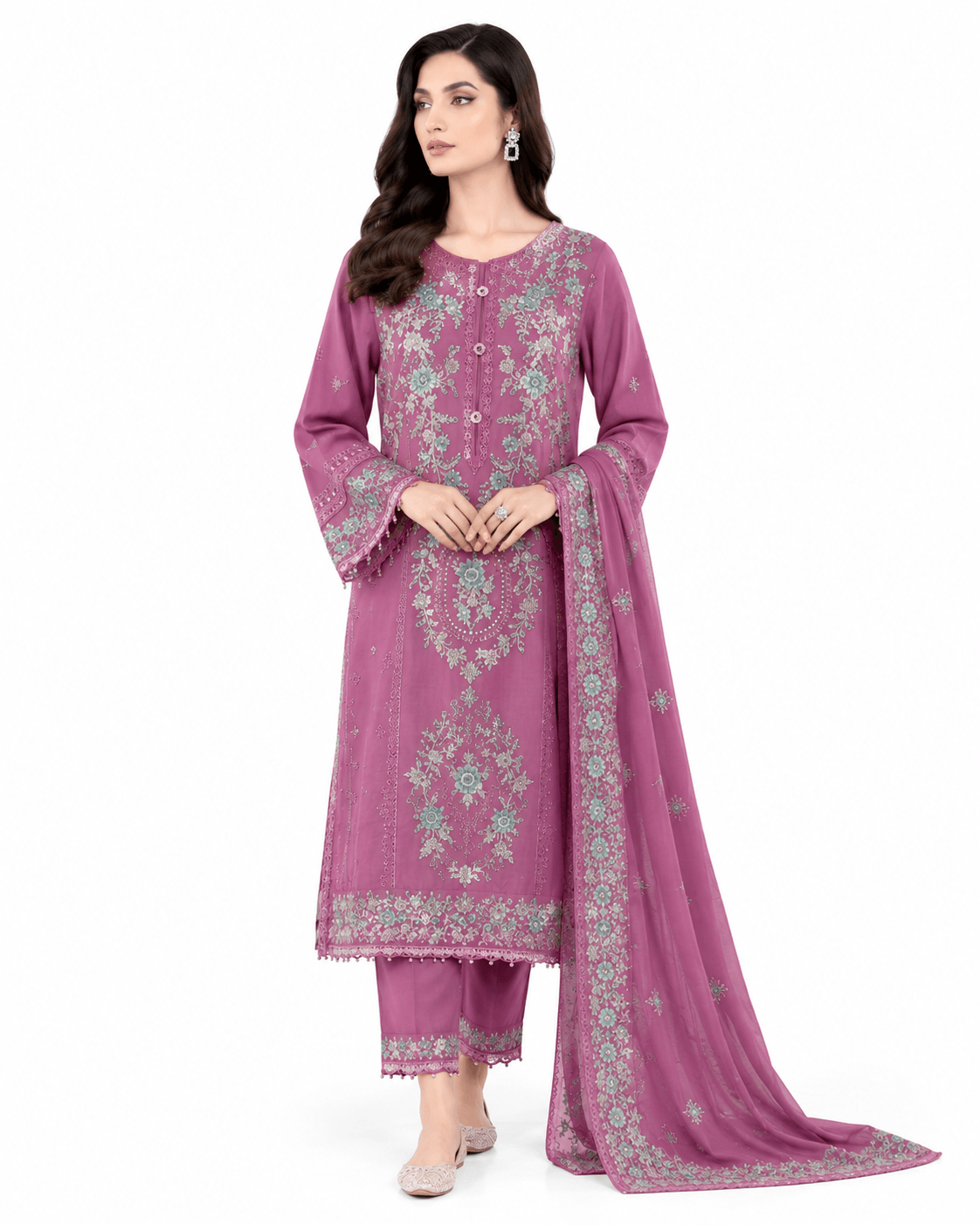 Premium Airjet Dhanak Embroidered 3-Piece Suit