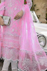 ZN107- WINTER AZURE -Embroidered 3pc organza dress with organza duppata