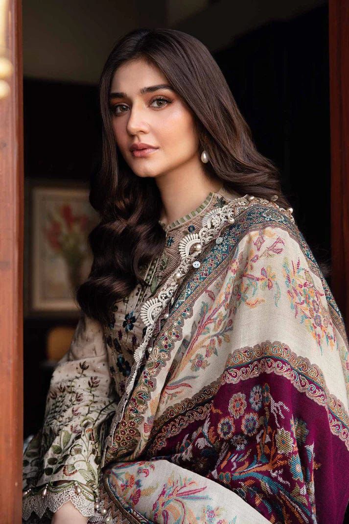 3 Piece Unstitched Embroidered Linen Suit
