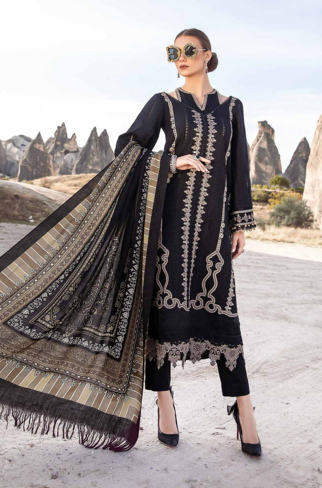 dhanak embroidered luxury unstitched 3PC