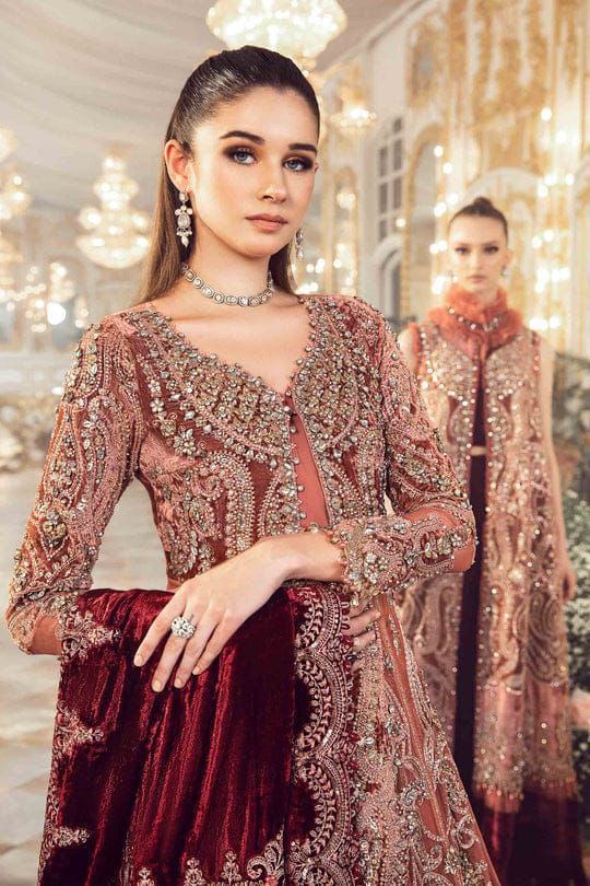 Maria B Bridal Net Luxury Maxi Embroidered 3 Piece Unstitched