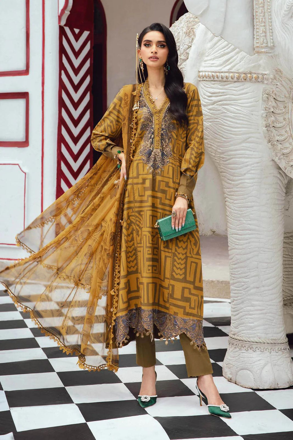 3 Piece Unstitched Embroidered Cambric Suit | MPT-2703-A