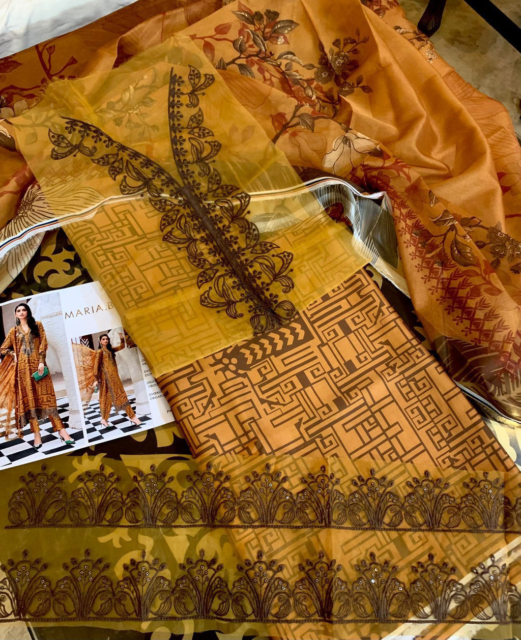 3 Piece Unstitched Embroidered Cambric Suit | MPT-2703-A