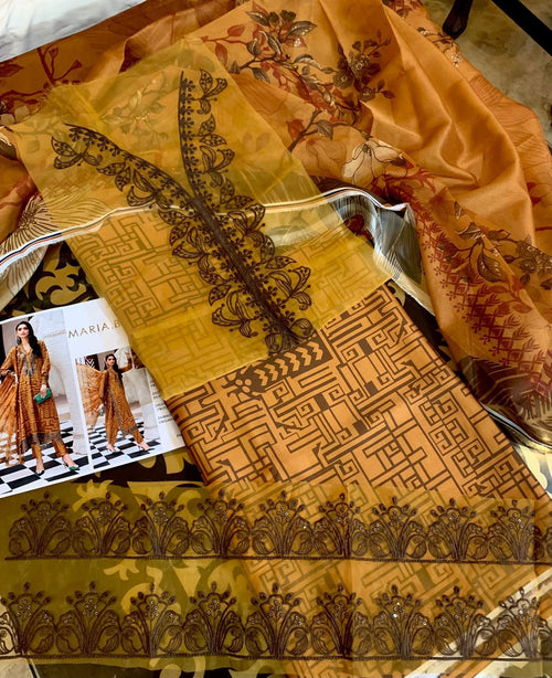 3 Piece Unstitched Embroidered Cambric Suit | MPT-2703-A