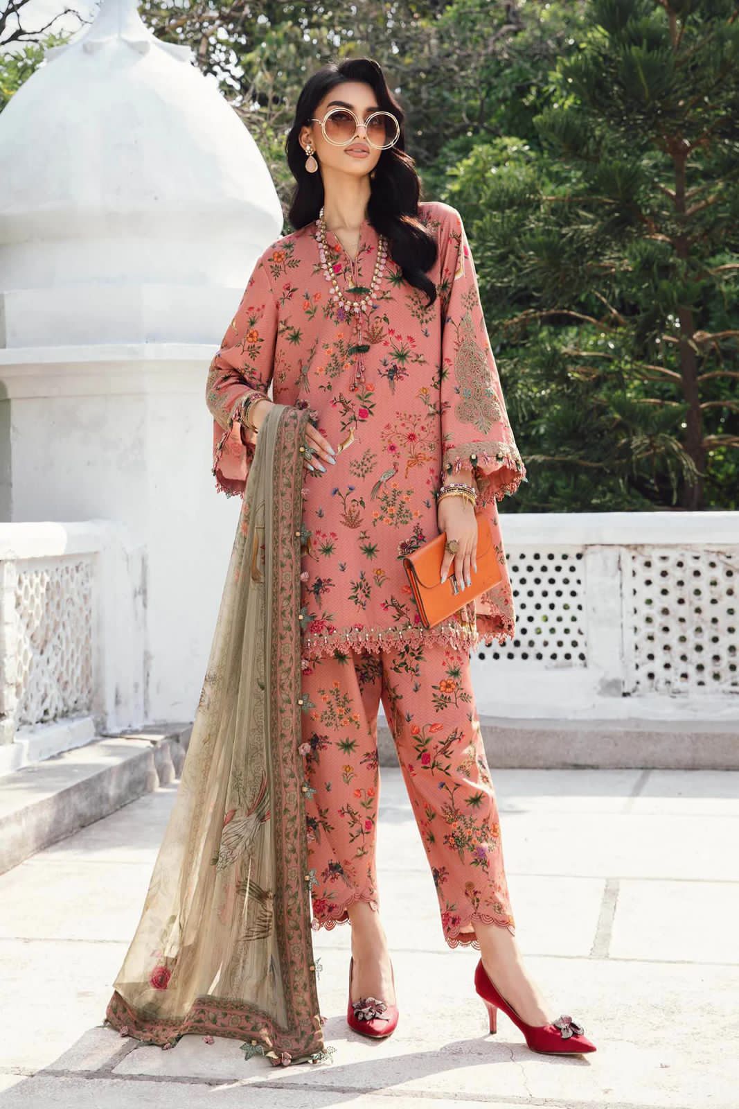 3 Piece Unstitched Embroidered Cambric Suit | MPT-2703-A
