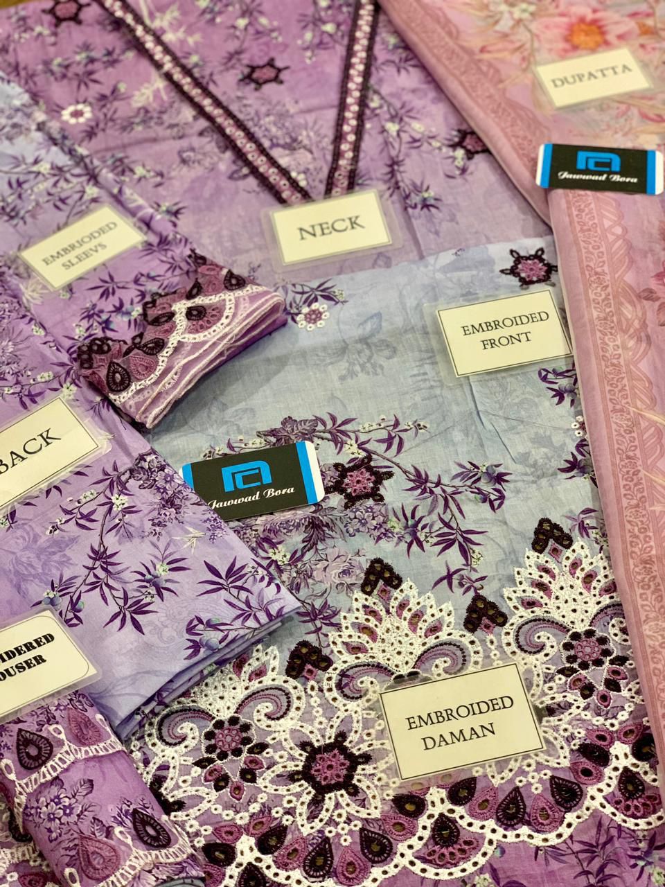 LUXURY PRINTED EMBROIDERED CHIKANKARI LAWN 3 PC UNSTITCHED