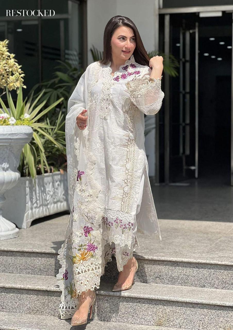 Elaf EF-611 | Luxury Lawn Collection Crystal-22 – Heavy Embroidered 3 Piece Suit