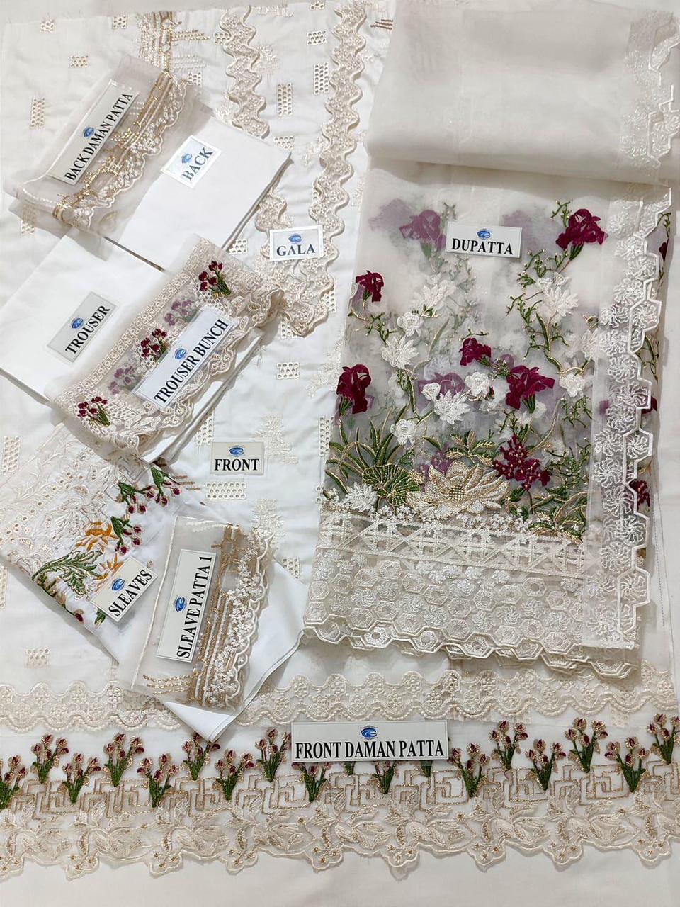 Elaf EF-611 | Luxury Lawn Collection Crystal-22 – Heavy Embroidered 3 Piece Suit