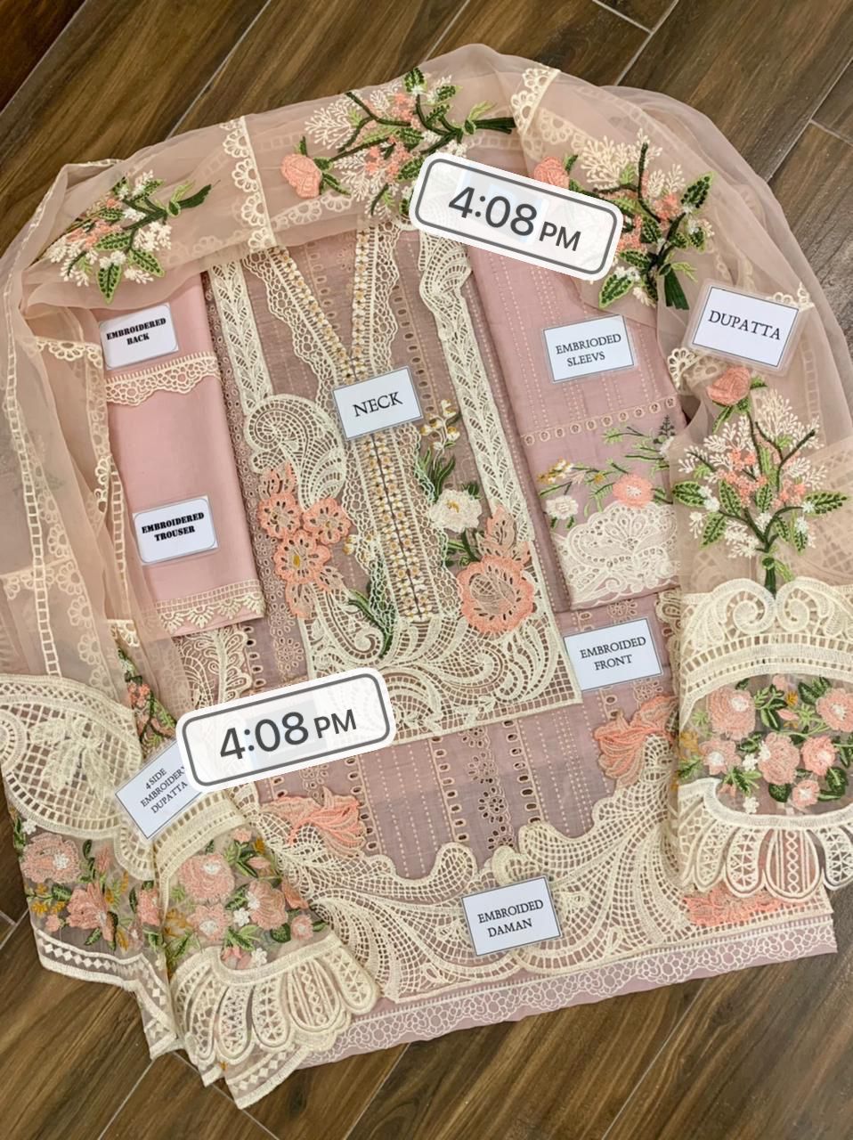 Crimson pink 3PC Embroidered Lawn Suit with Embroidered organza Dupatta
