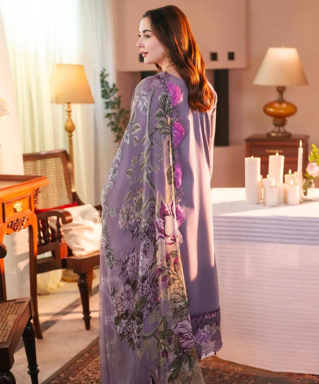 LAWN CHIKANKAARI EMBROIDEREDR-02 SHIRT WITH TWILL PRINTED DUPATTA AND TROUSER - KP