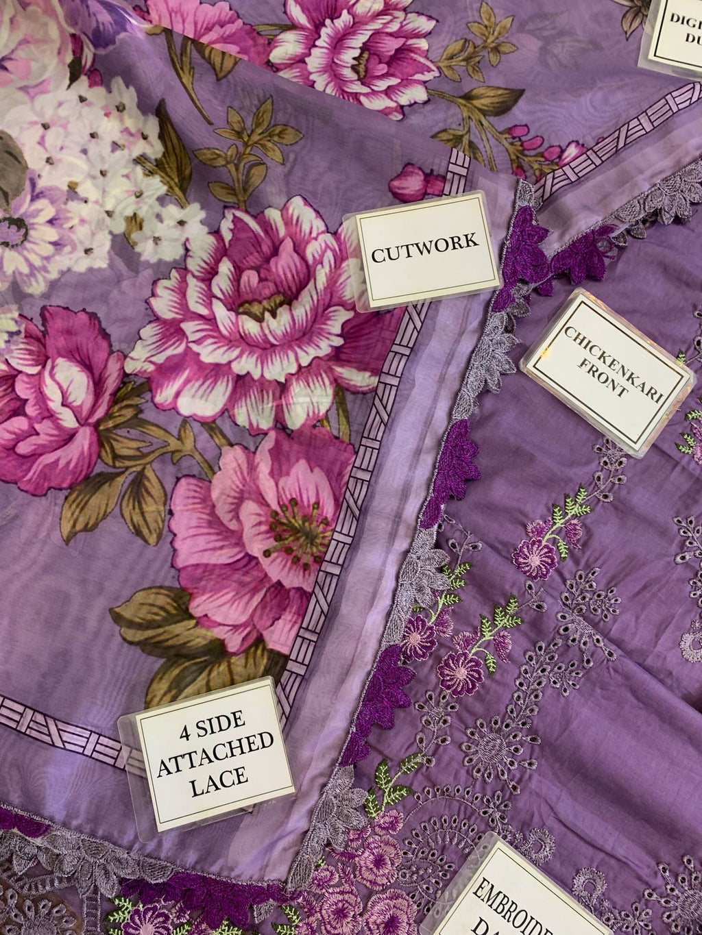 LAWN CHIKANKAARI EMBROIDEREDR-02 SHIRT WITH TWILL PRINTED DUPATTA AND TROUSER - KP