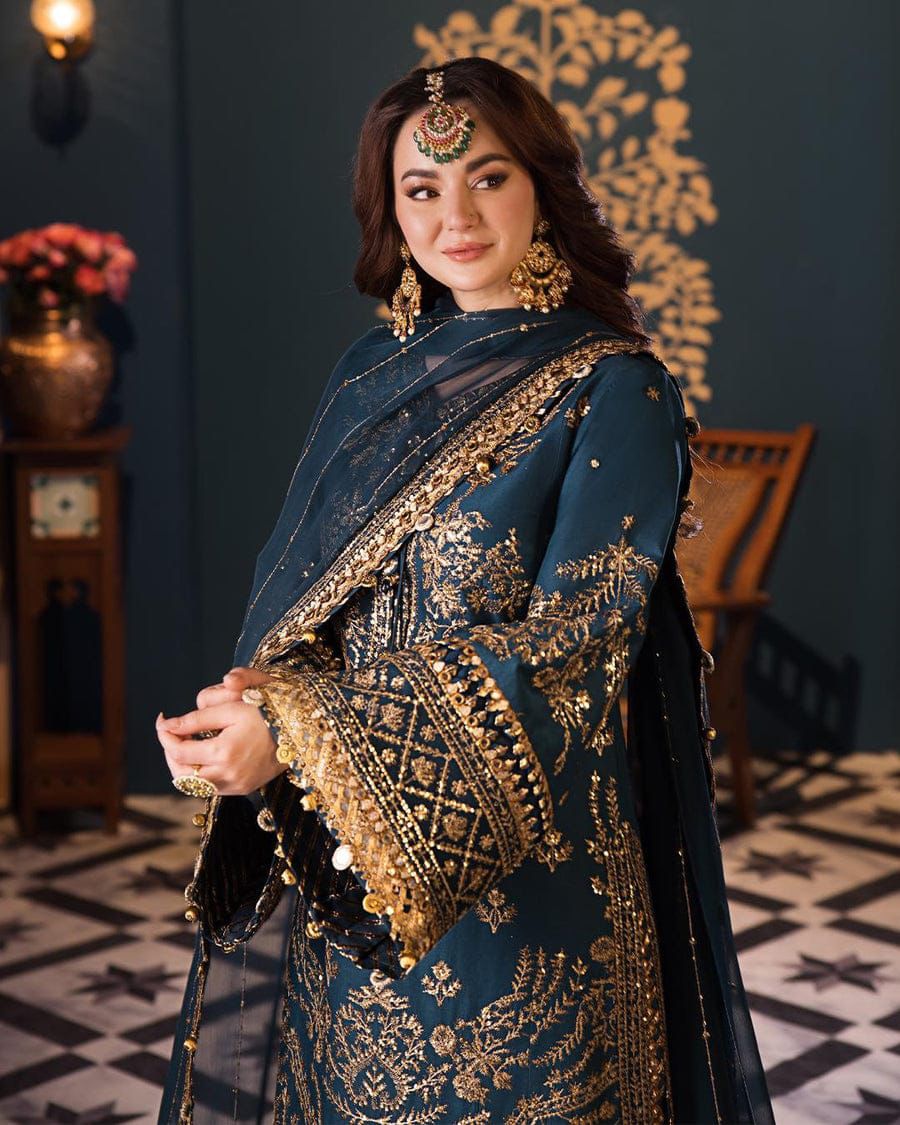 1 / of 6  Embroidered Chiffon 3 Piece Unstitched Suit AJ-Party Wear
