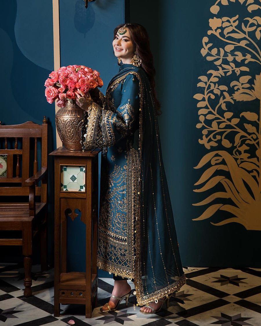 1 / of 6  Embroidered Chiffon 3 Piece Unstitched Suit AJ-Party Wear