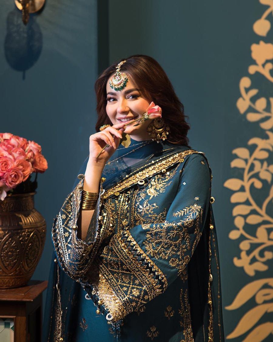 1 / of 6  Embroidered Chiffon 3 Piece Unstitched Suit AJ-Party Wear