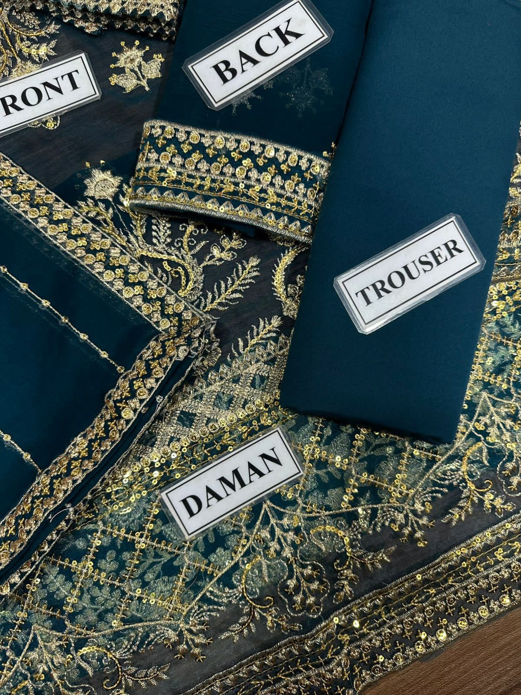 1 / of 6  Embroidered Chiffon 3 Piece Unstitched Suit AJ-Party Wear