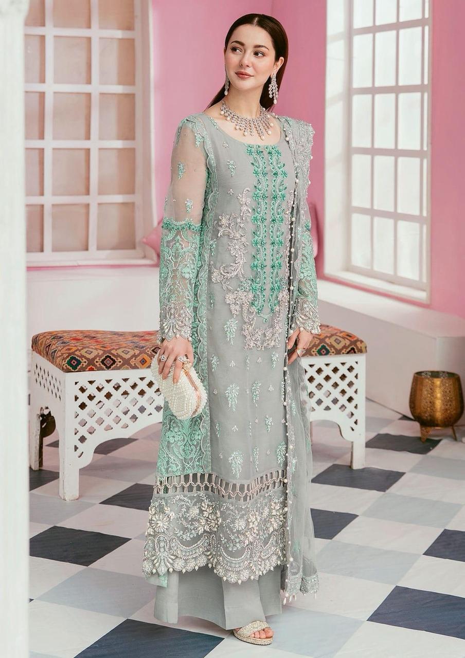ELAF . Luxury Organza 3 Piece Unstitched Embroidered Lawn Suit | WD-1