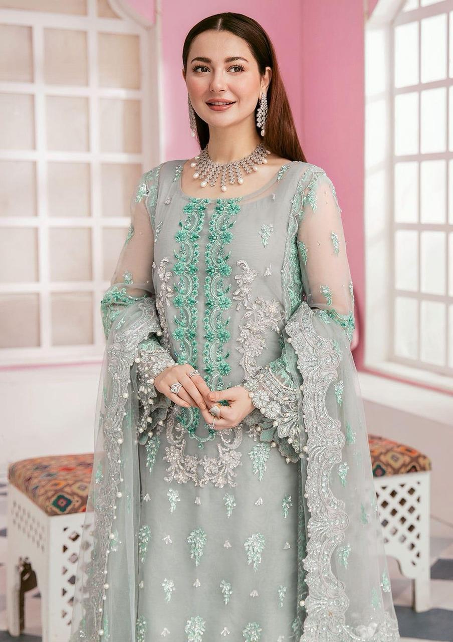 ELAF . Luxury Organza 3 Piece Unstitched Embroidered Lawn Suit | WD-1