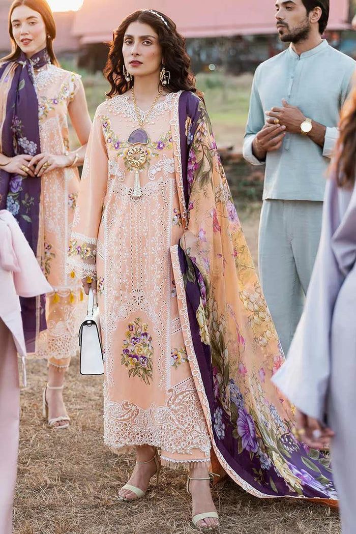 Mushq Embroidered Lawn 3pc with Silk Dupatta- GA2195
