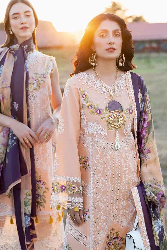 Mushq Embroidered Lawn 3pc with Silk Dupatta- GA2195