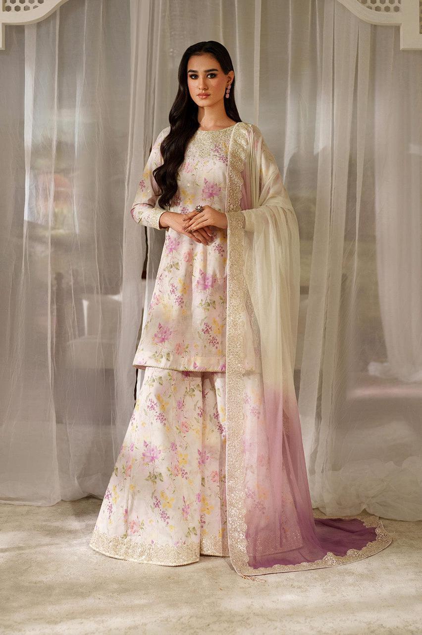 Iznik Lawn Embroidered & Printed 3 Piece Dress