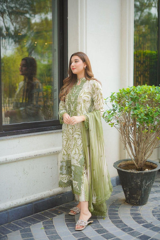 Aneela A-297 Premium Pure Lawn With Chiffon Emb Duppata 26