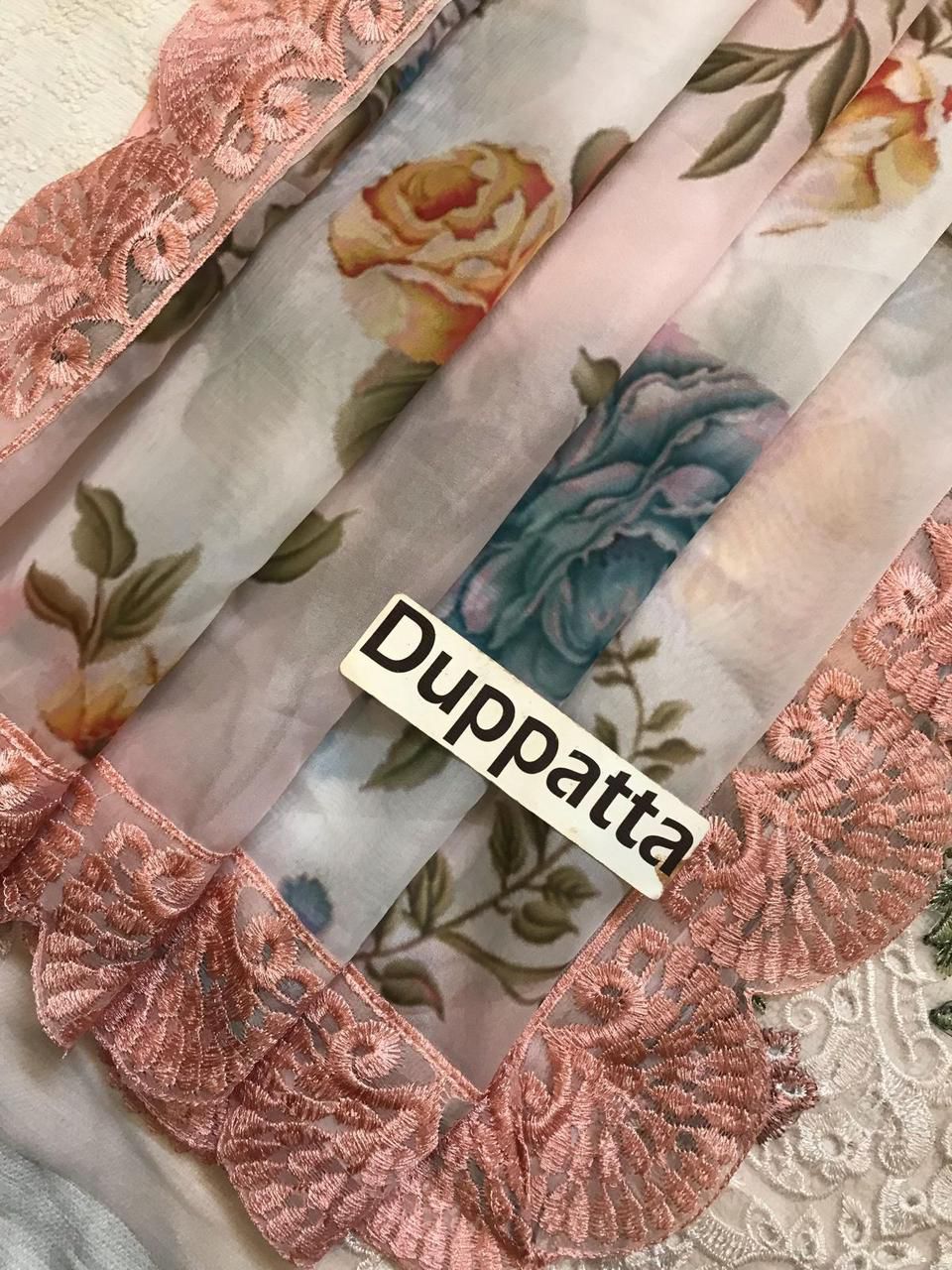 Grace S1268-Embroidered 3pc CHIKANKARI Lawn Dress With Printed Munar Dupatta.