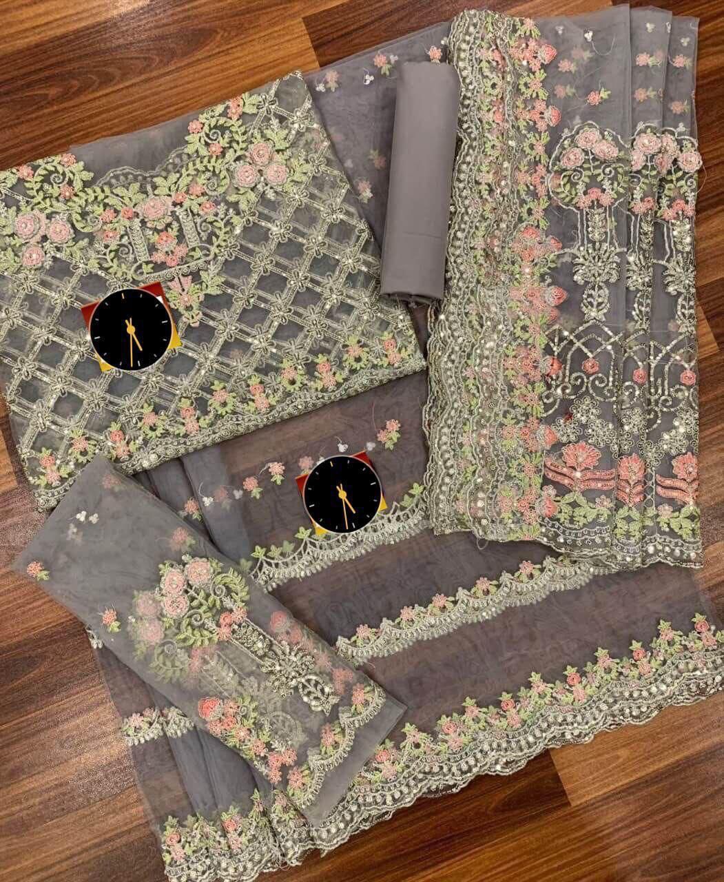 3PC EMBROIDERED SUIT - MB 169