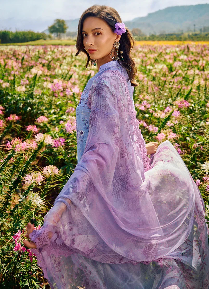 LUXURY PRINTED EMBROIDERED CHIKANKARI LAWN 3 PC UNSTITCHED