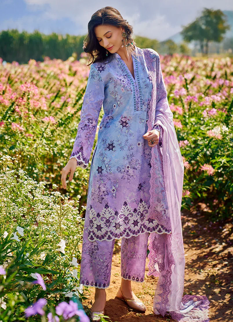 LUXURY PRINTED EMBROIDERED CHIKANKARI LAWN 3 PC UNSTITCHED