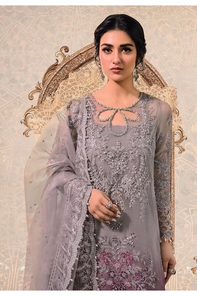 MARIA.B Organza Collection – Tie & Dye Embroidered Suit with Malai Crepe Trouser