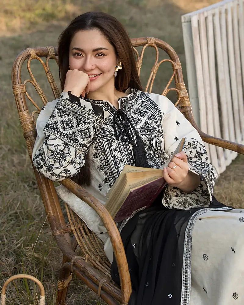 QALAMQAR Dhanak Embroidered Hit Code — Unstitched 3-Piece