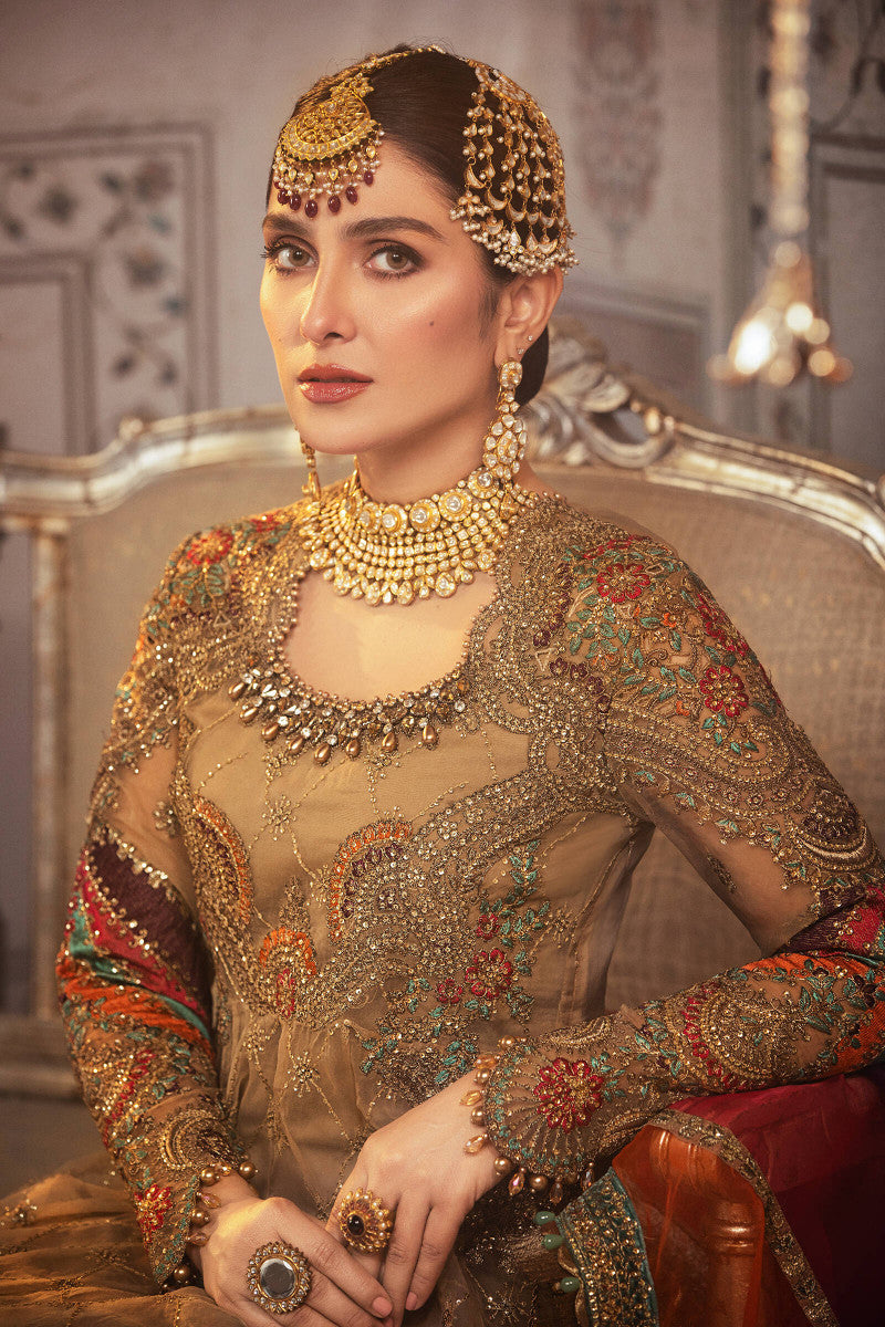 MARIA B - Unstitched MBROIDERED - Vintage gold chata patti (BD-2308)