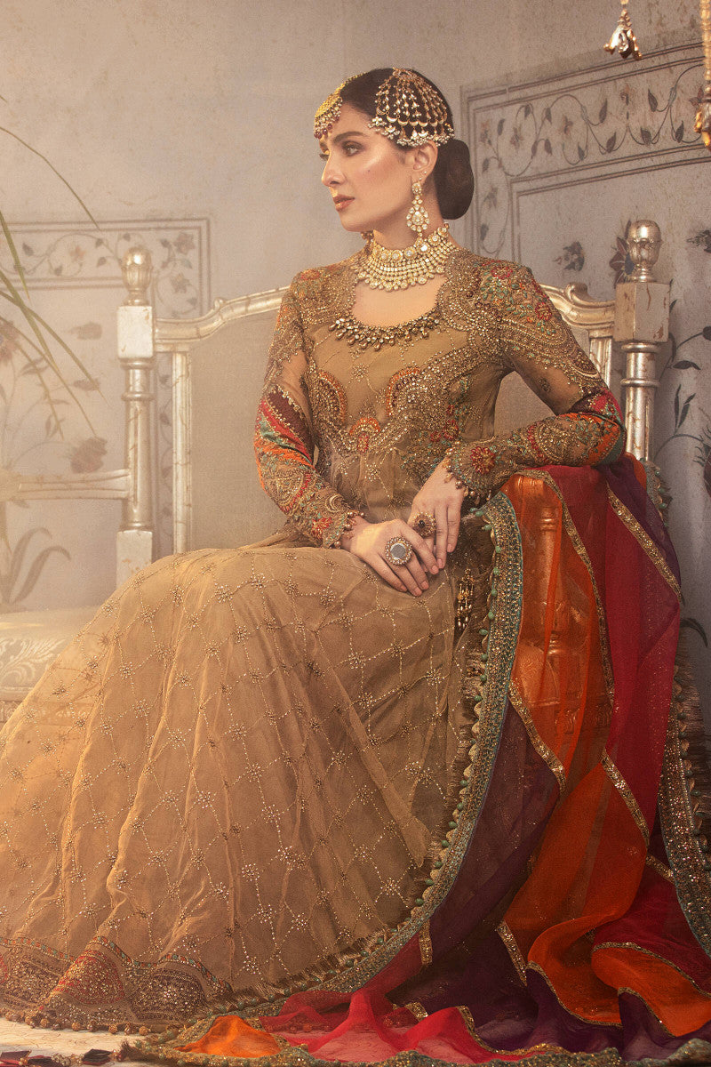 MARIA B - Unstitched MBROIDERED - Vintage gold chata patti (BD-2308)