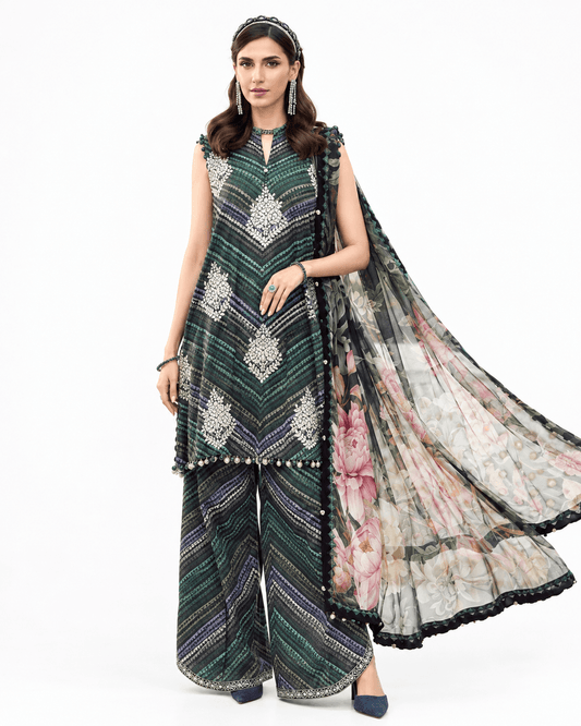 3 Piece Unstitched Embroidered Cambric Suit | MPT-2703-A