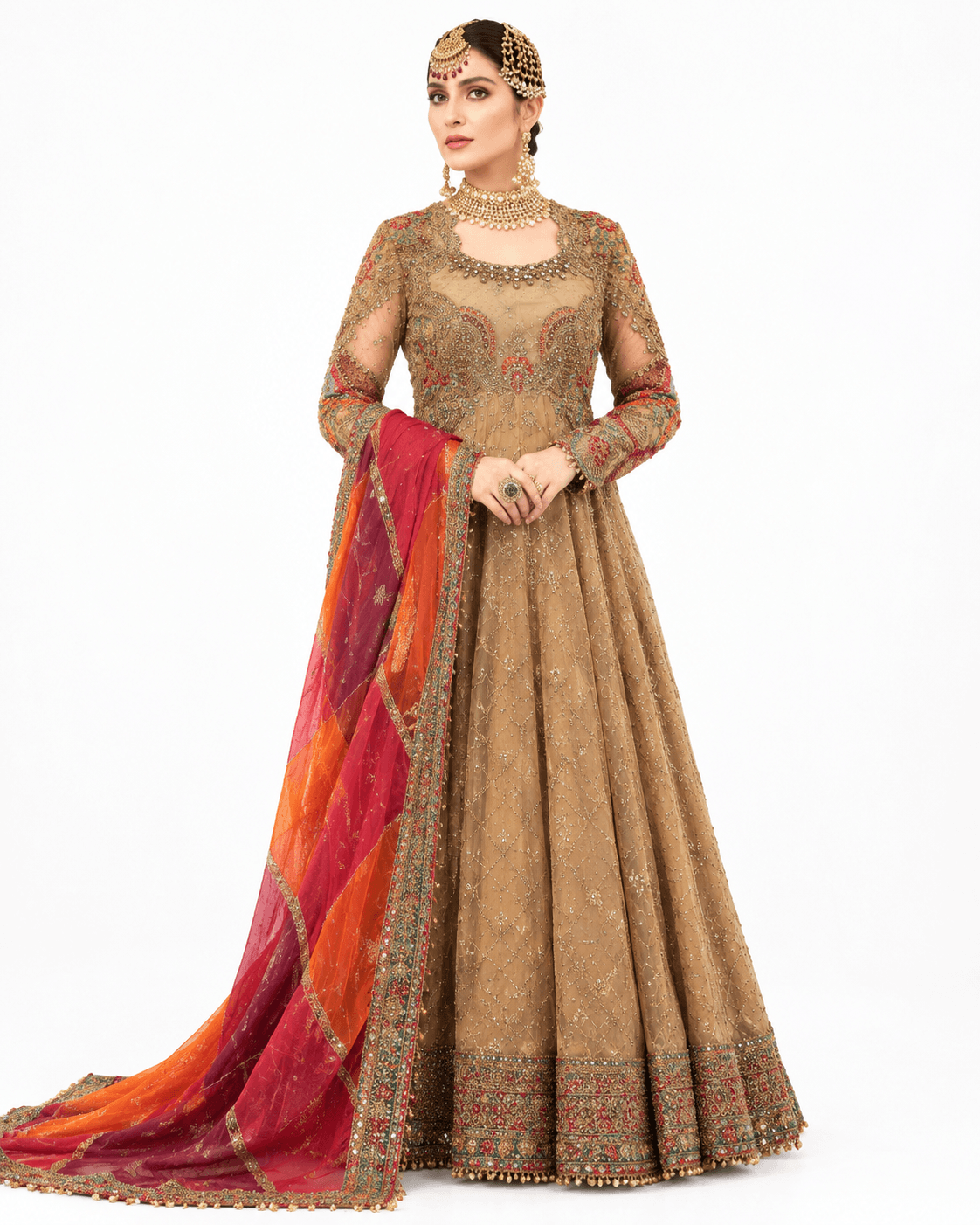 MARIA B - Unstitched MBROIDERED - Vintage gold chata patti (BD-2308)
