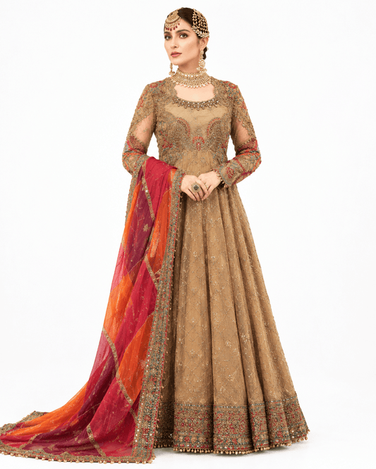 MARIA B - Unstitched MBROIDERED - Vintage gold chata patti (BD-2308)