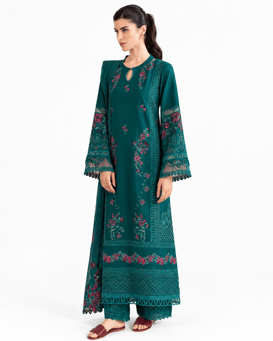 Azure Embroidered Suit Unstitched 3 Piece AZU24PC 62 Teal Treasure - Luxury Collection