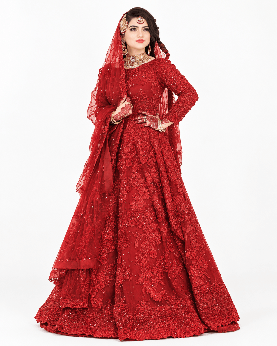 3D & Handwork NET Heavy Embroidered Maxi Dress Unstitched 3 Pec Suite (CHI-635)
