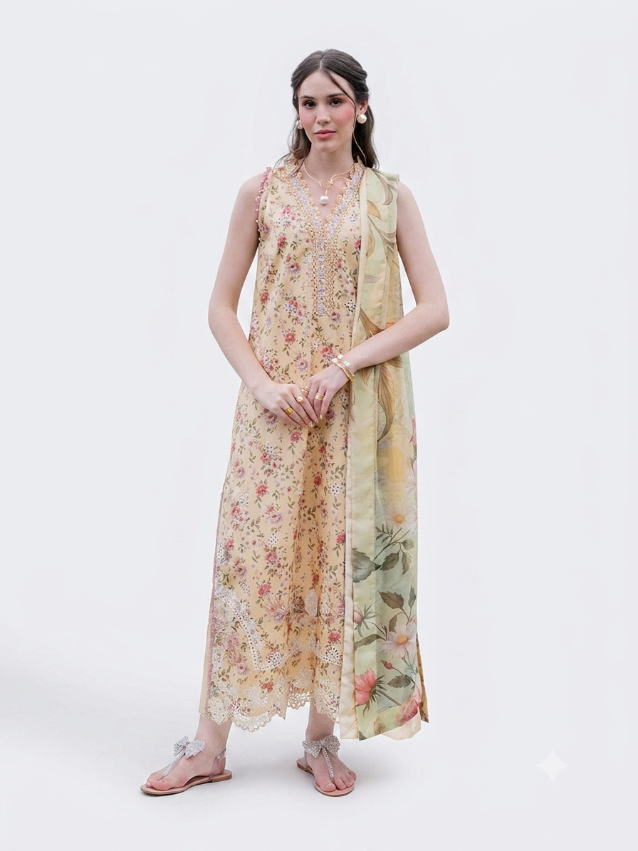 3PC EMBROIDERED SUIT - MB 177