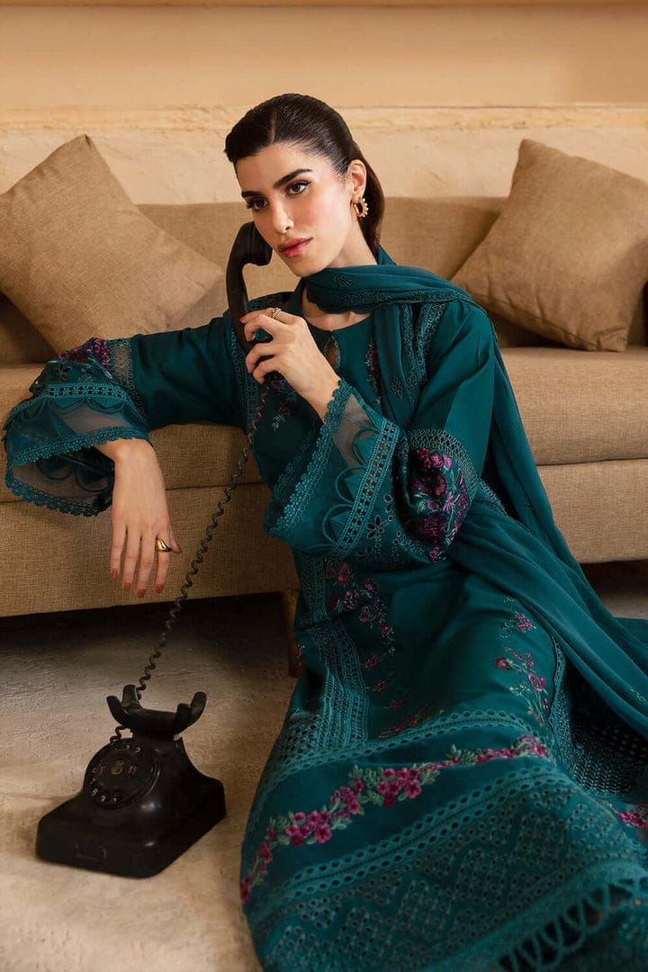 Azure Embroidered Suit Unstitched 3 Piece AZU24PC 62 Teal Treasure - Luxury Collection