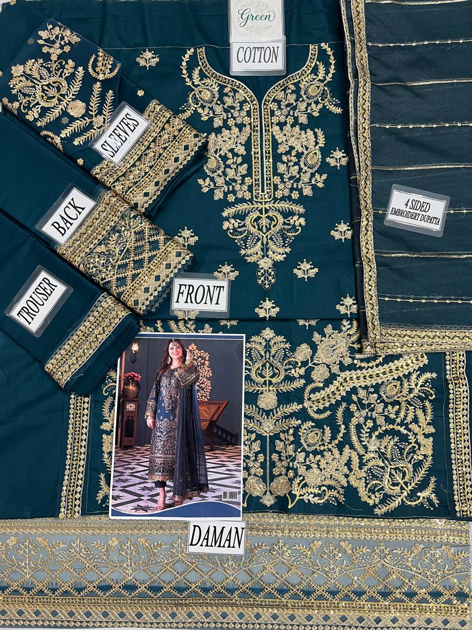 3PC EMBROIDERED SUIT - MB 197