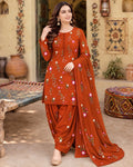 Unstitched 3 Piece Dhanak Embroidered Suit