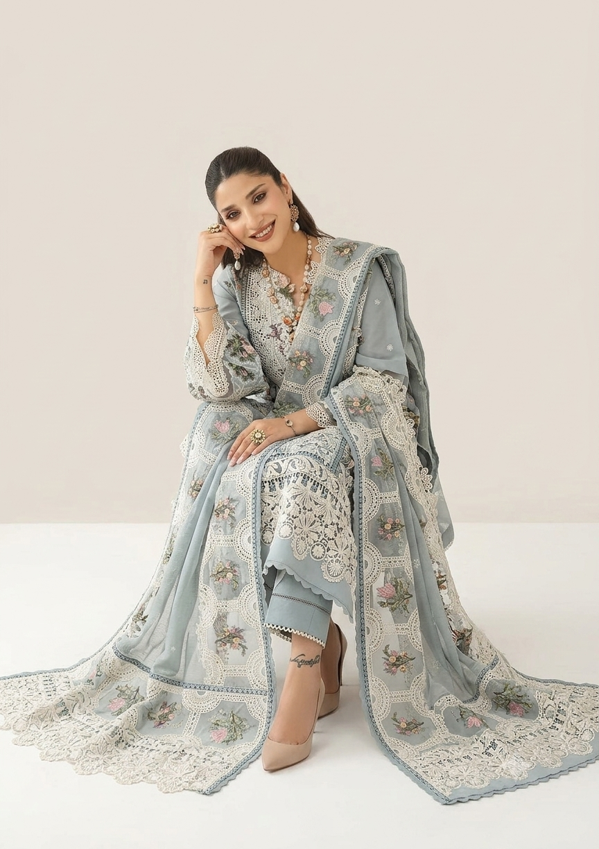 3PC EMBROIDERED SUIT - MB 183