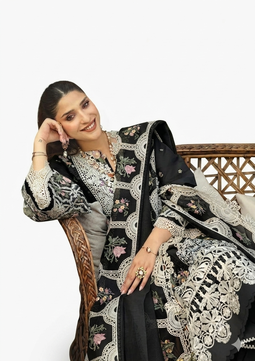 3PC EMBROIDERED SUIT - MB 179