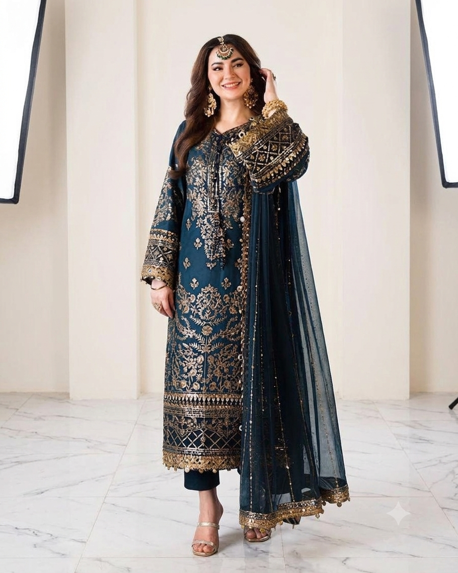 3PC EMBROIDERED SUIT - MB 197