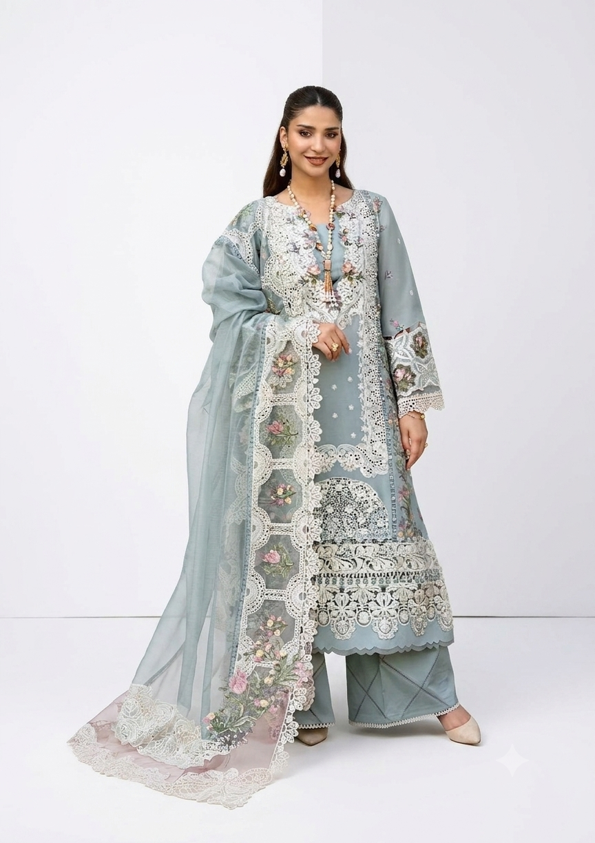 3PC EMBROIDERED SUIT - MB 183
