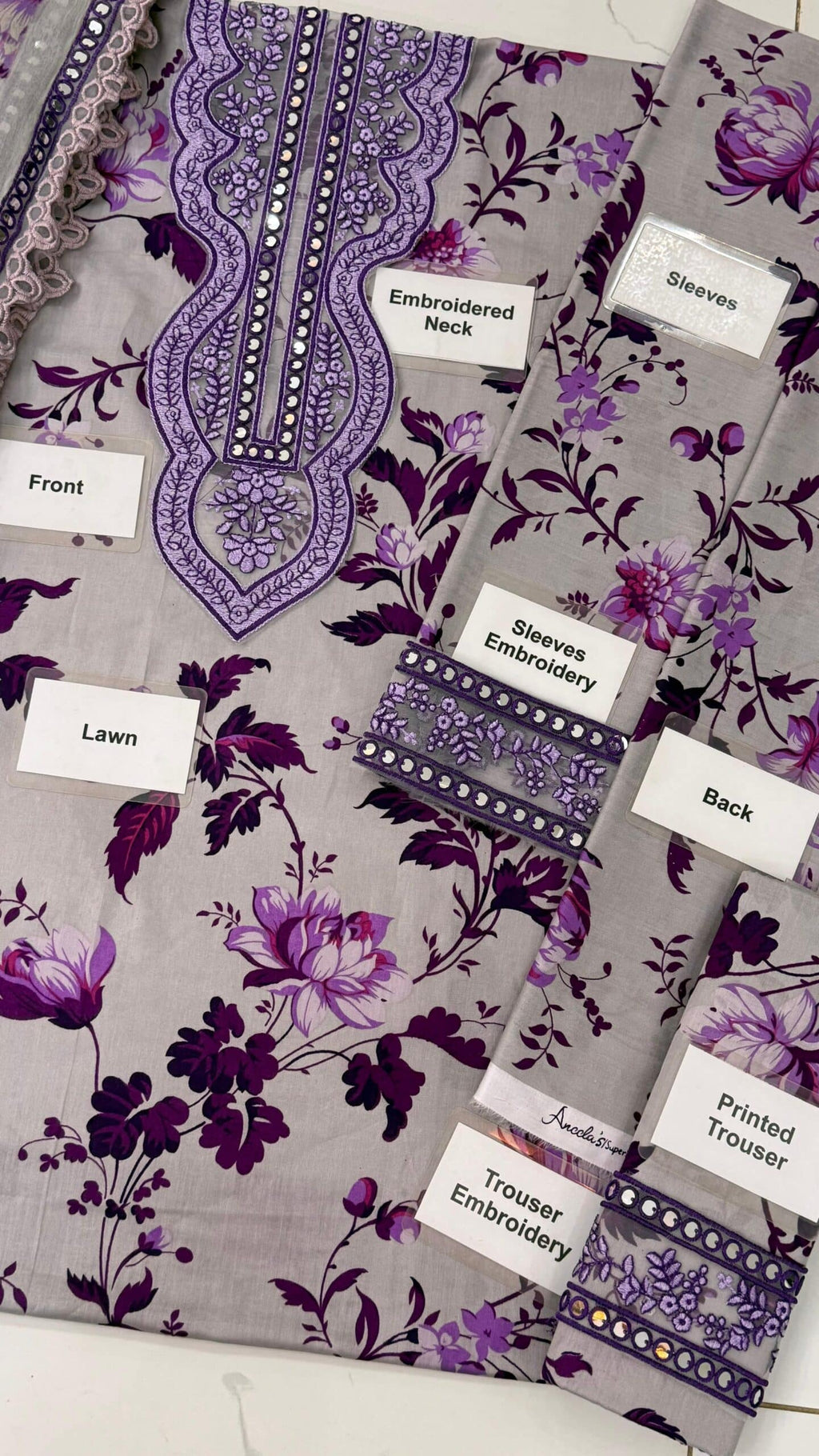 3PC EMBROIDERED SUIT - MB 174