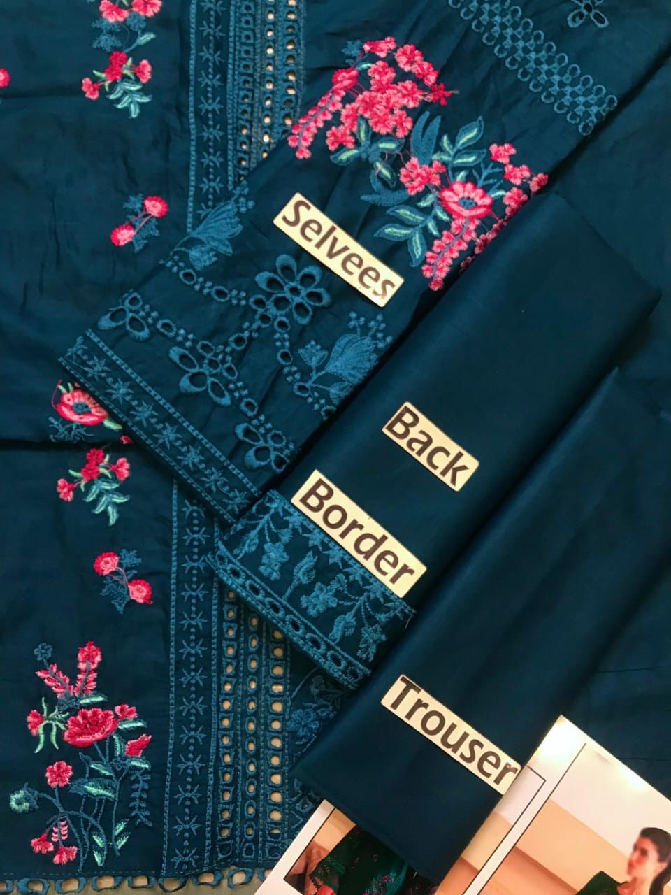 Azure Embroidered Suit Unstitched 3 Piece AZU24PC 62 Teal Treasure - Luxury Collection