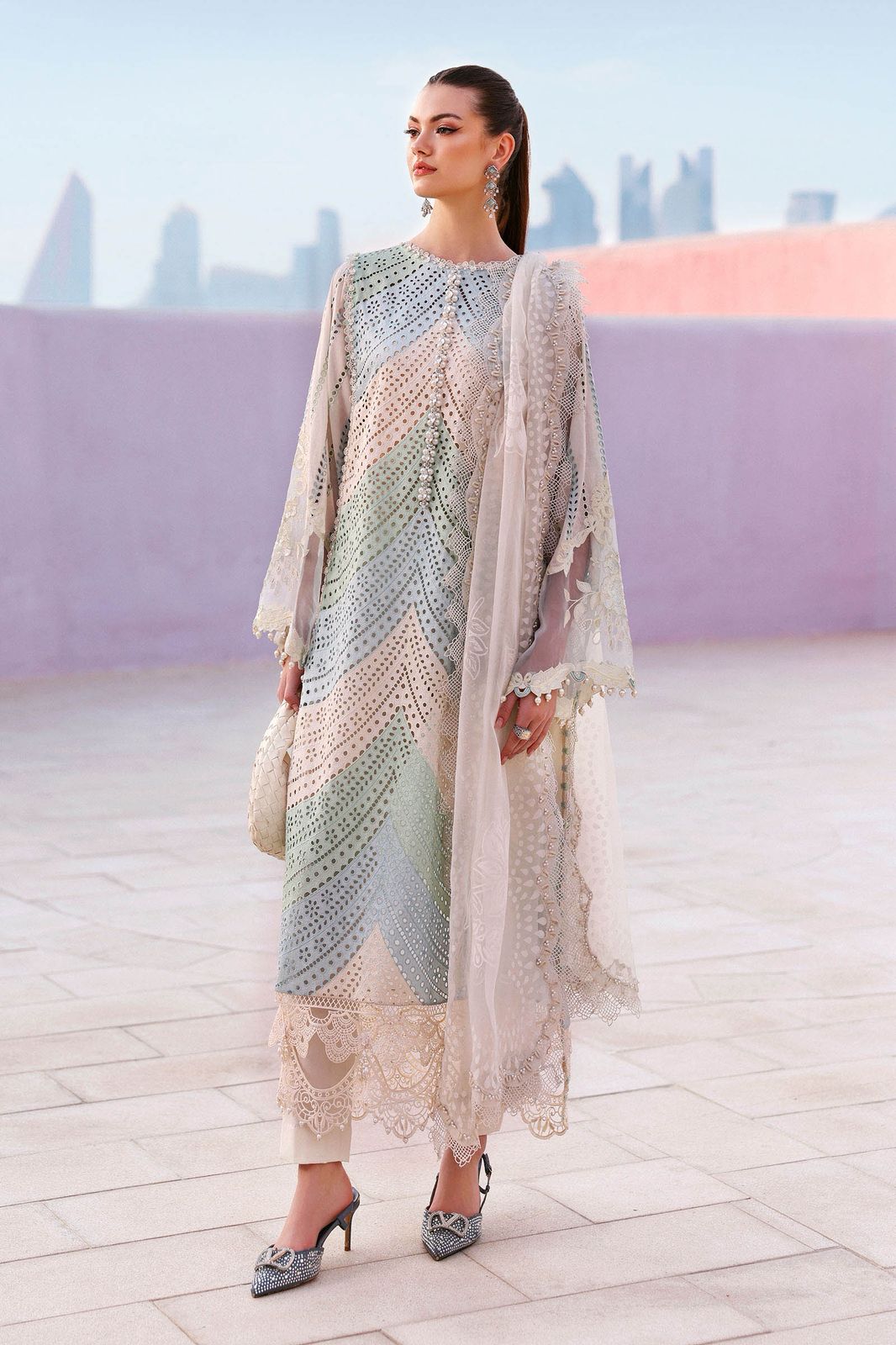 3PC EMBROIDERED SUIT - MB 186