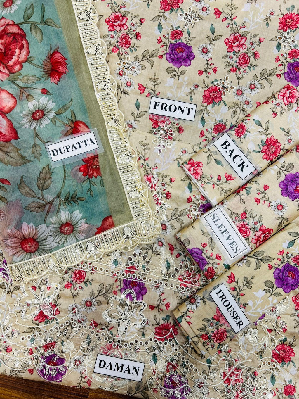 3PC EMBROIDERED SUIT - MB 177